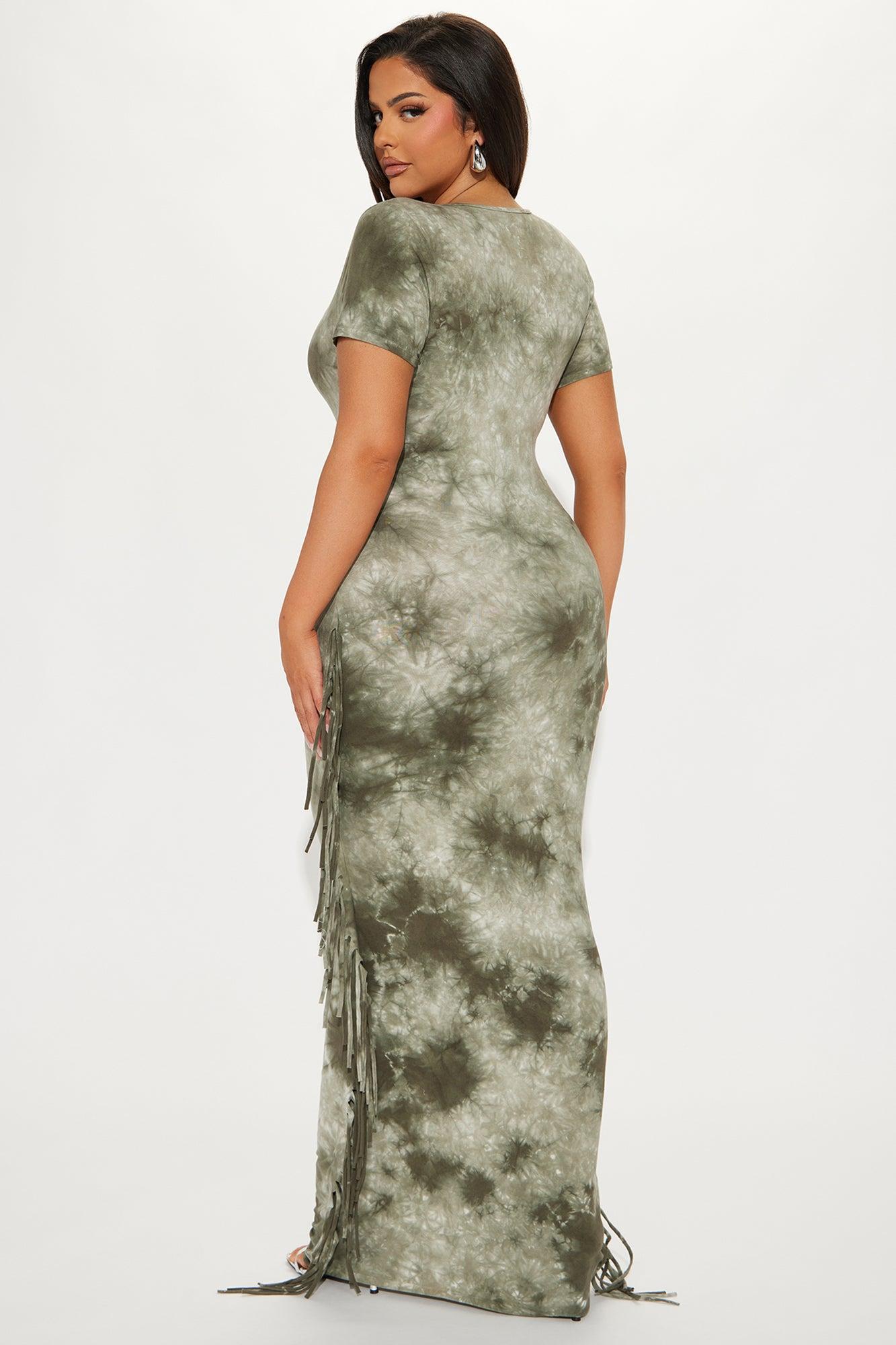 Devin Tie Dye Maxi Dress - Olive/combo Product Image