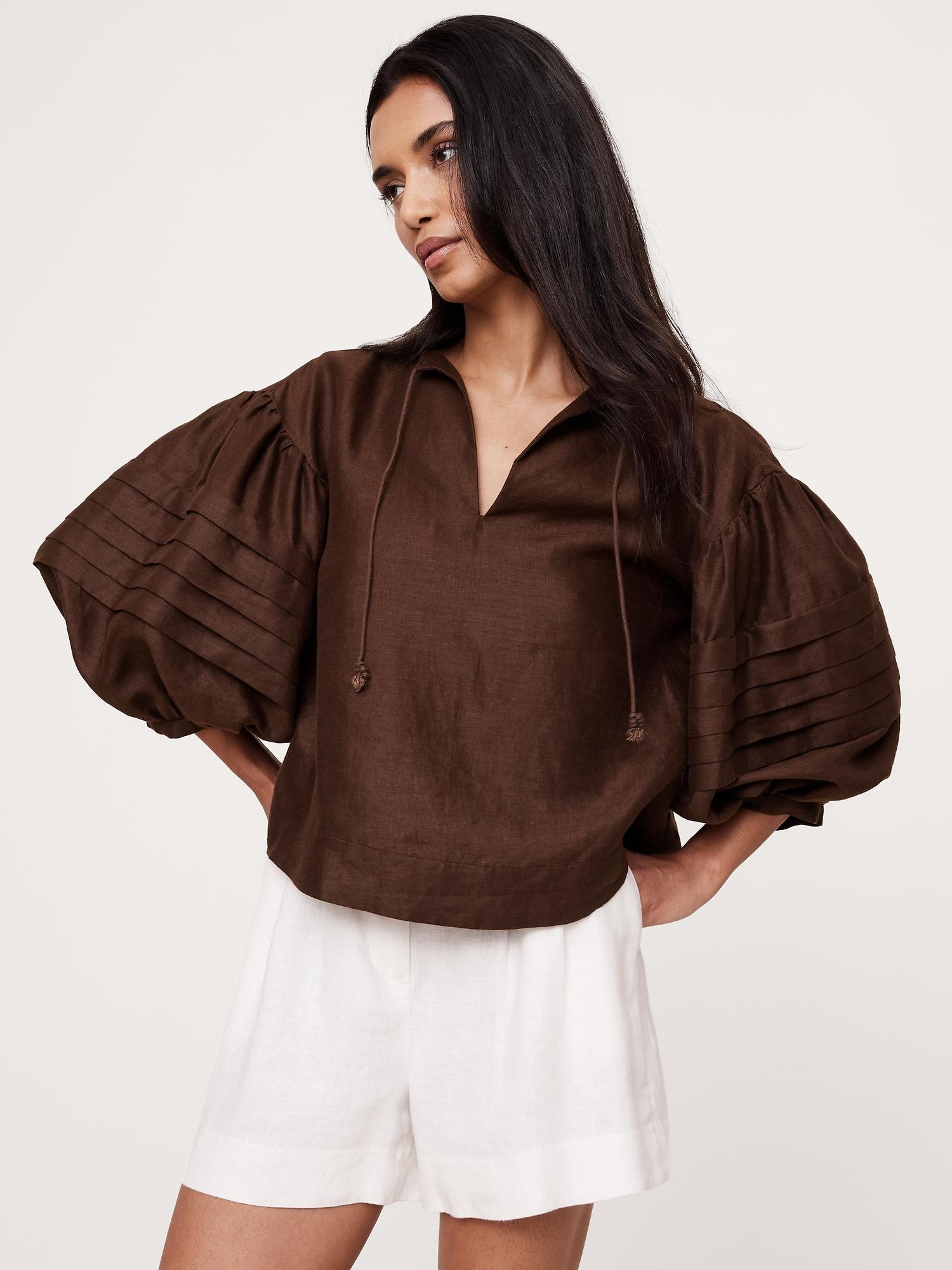 Linen Peasant Blouse Product Image