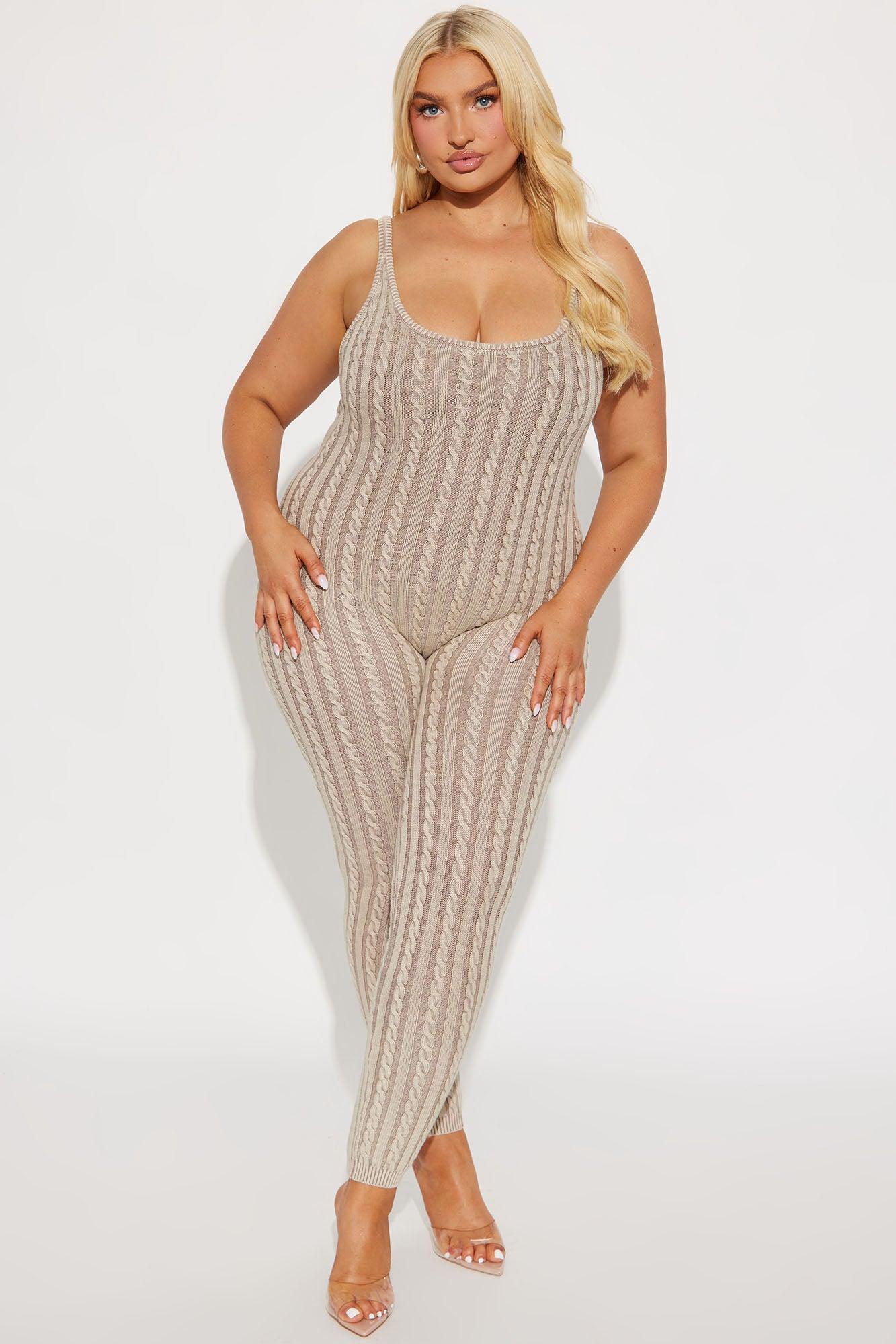 Kaycee Washed Sweater Jumpsuit Set - Grey Product Image