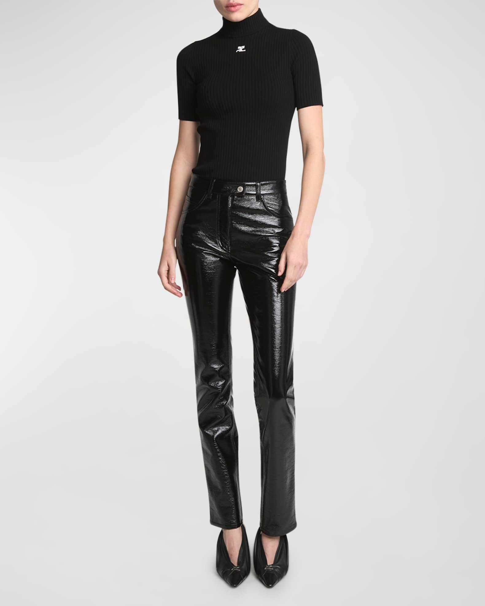 Mock-Neck Short-Sleeve Rib Pullover Product Image