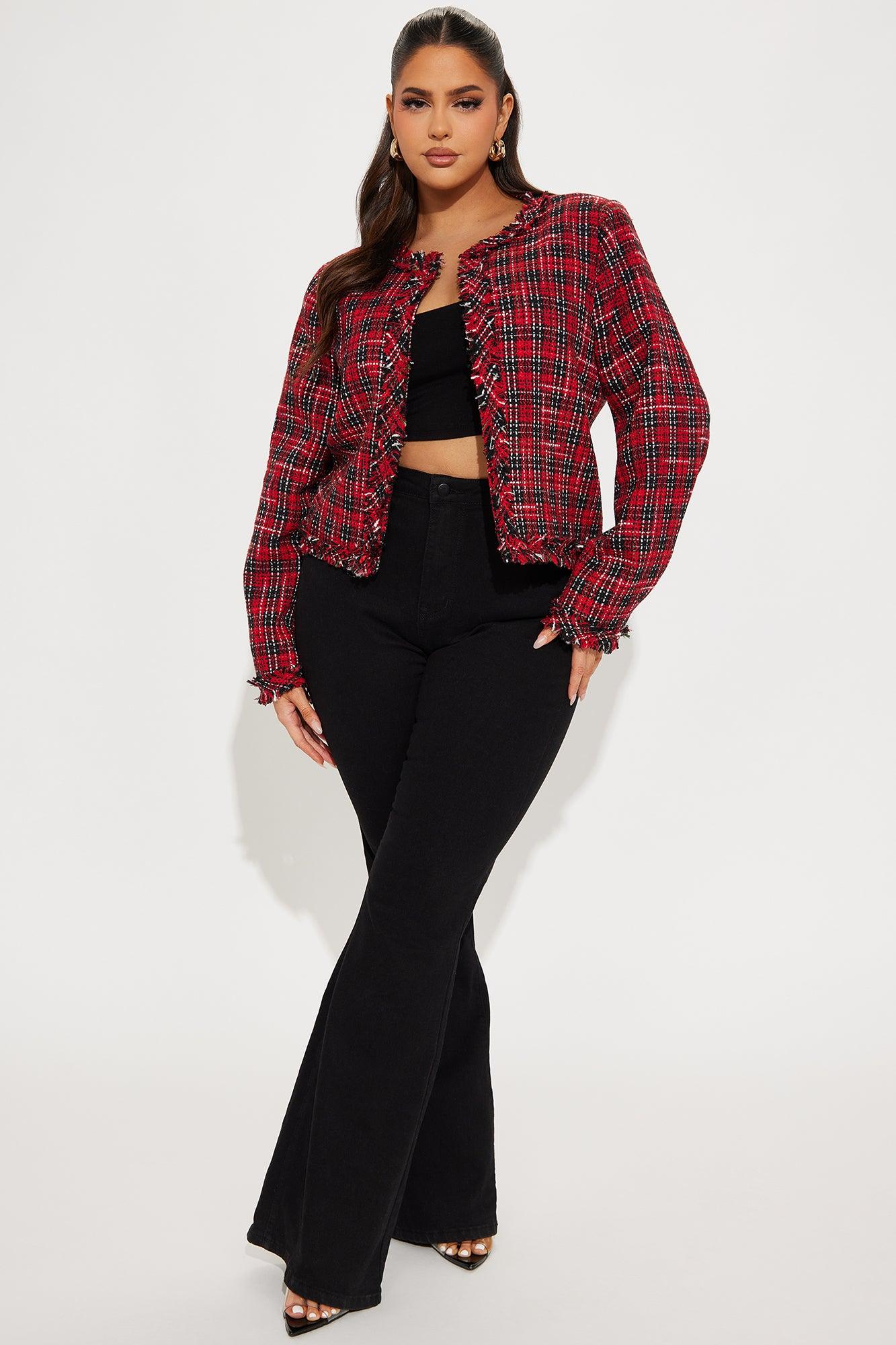 Keep It Vintage Tweed Blazer - Red/combo Product Image