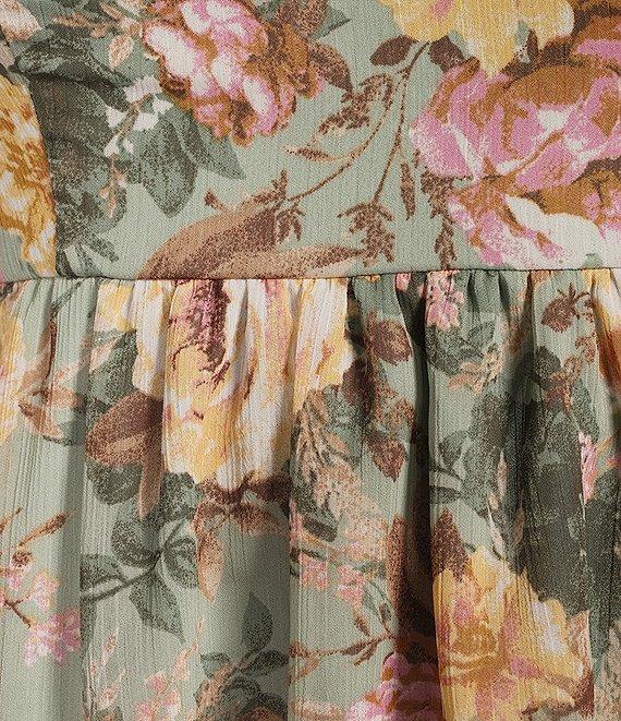 Allison & Kelly Floral Print 3/4 Sleeve Square Neck Babydoll Dress Product Image