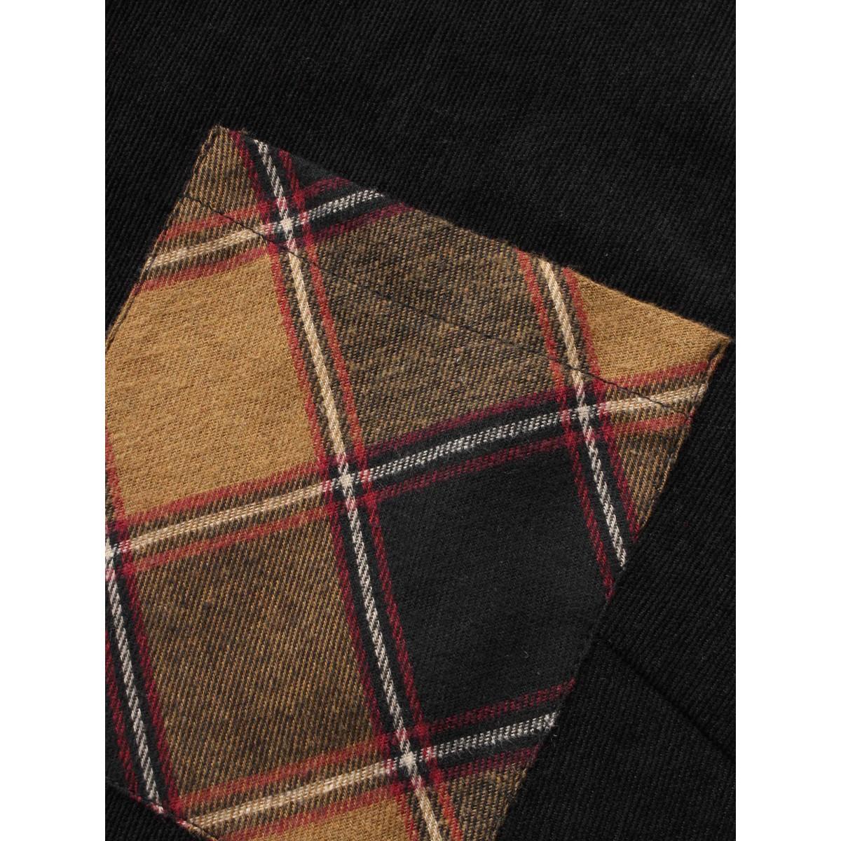 Plus Size Plaid Patchwork Patched Pocket Jacket Women Black Contrast Loose Patch pocket Everyday Jackets BloomChic 22-24/3X Product Image