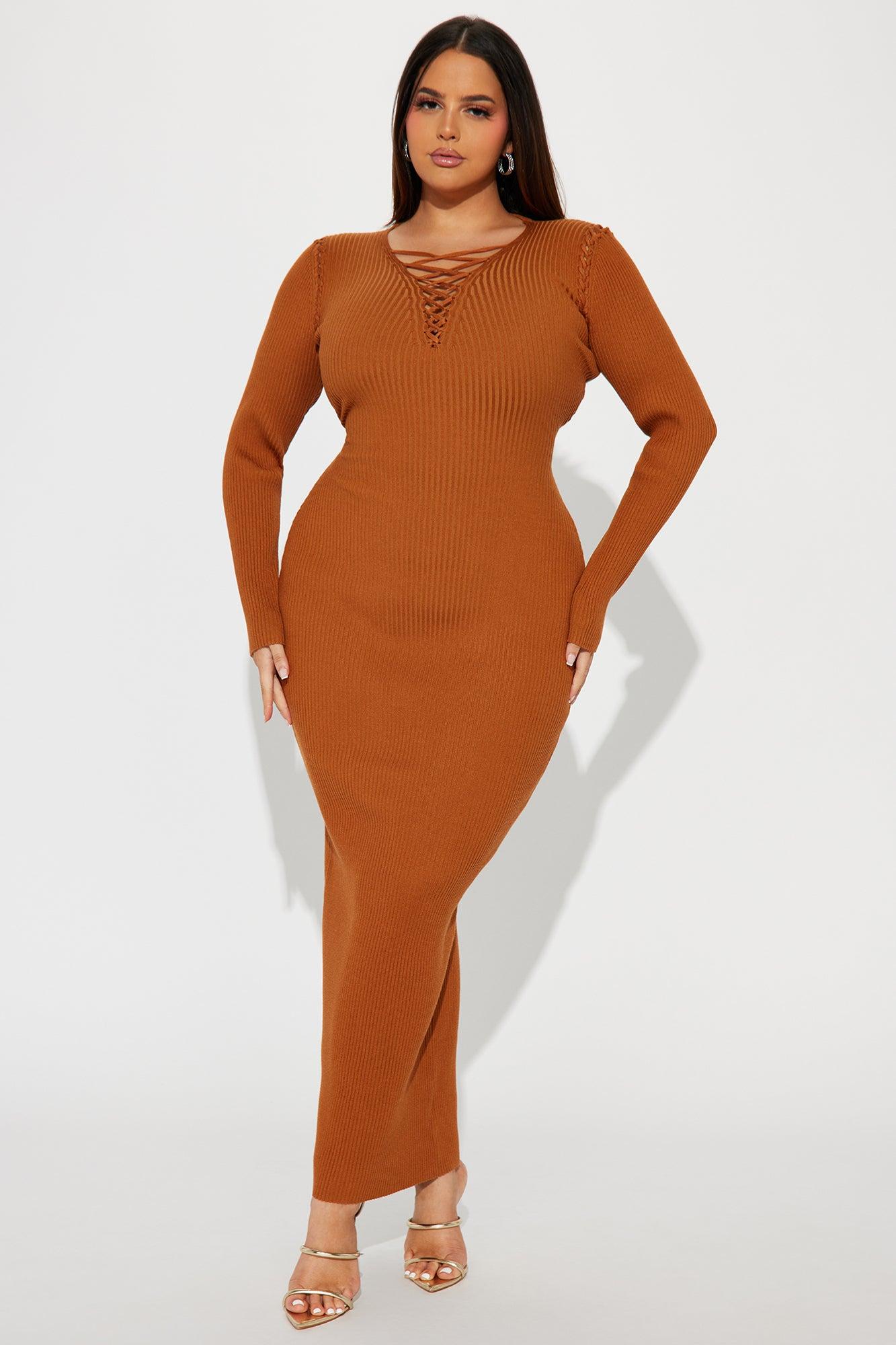 Sara Sweater Maxi Dress - Cognac Female Product Image