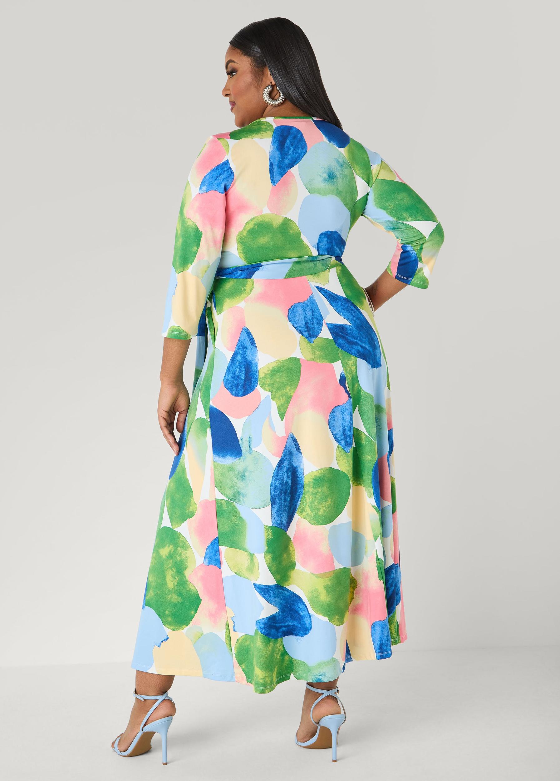 Watercolor Faux Wrap Maxi Dress Product Image