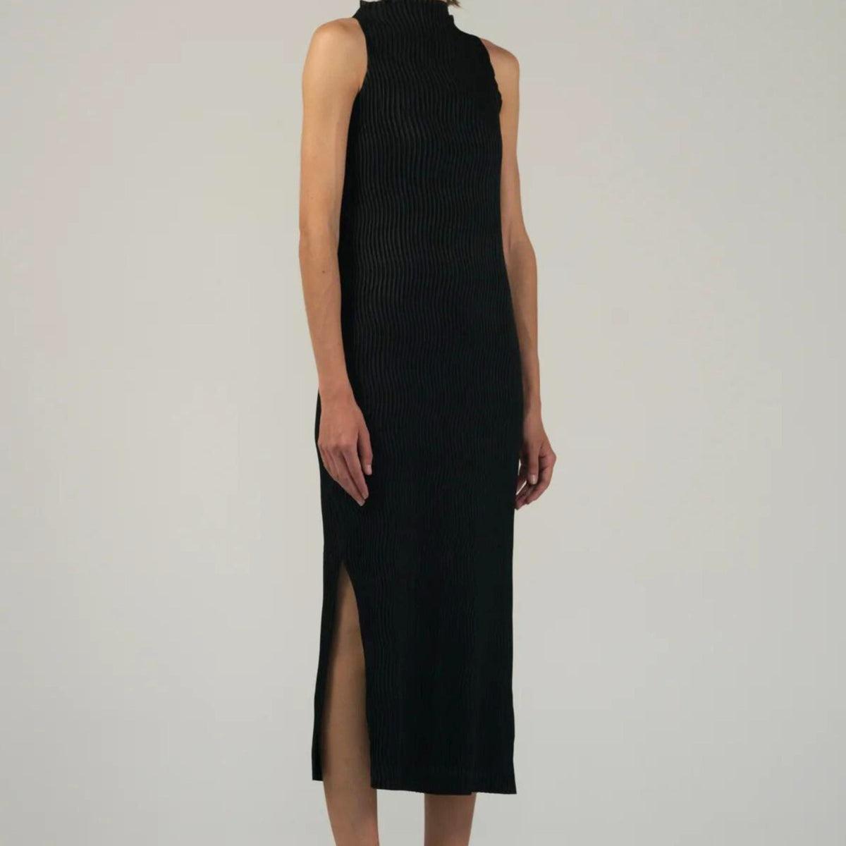 Wave Tank Dress in Black Shine Product Image