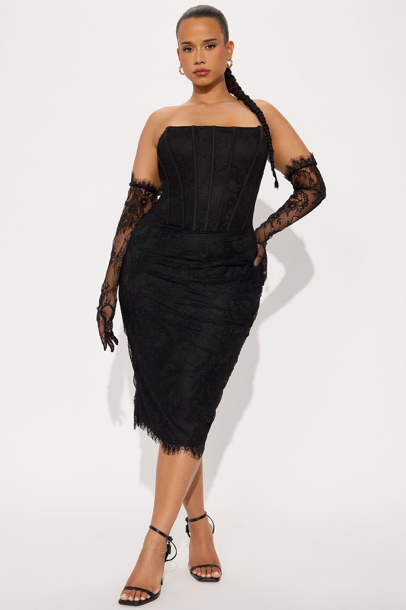 Always Sweet Corset Midi Dress Set - Black Female Product Image