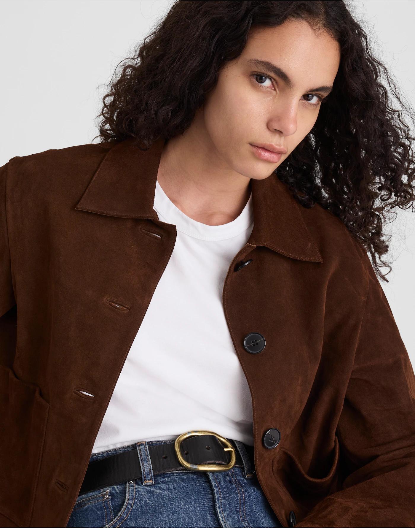 Boxy-Crop Jacket in Suede Product Image