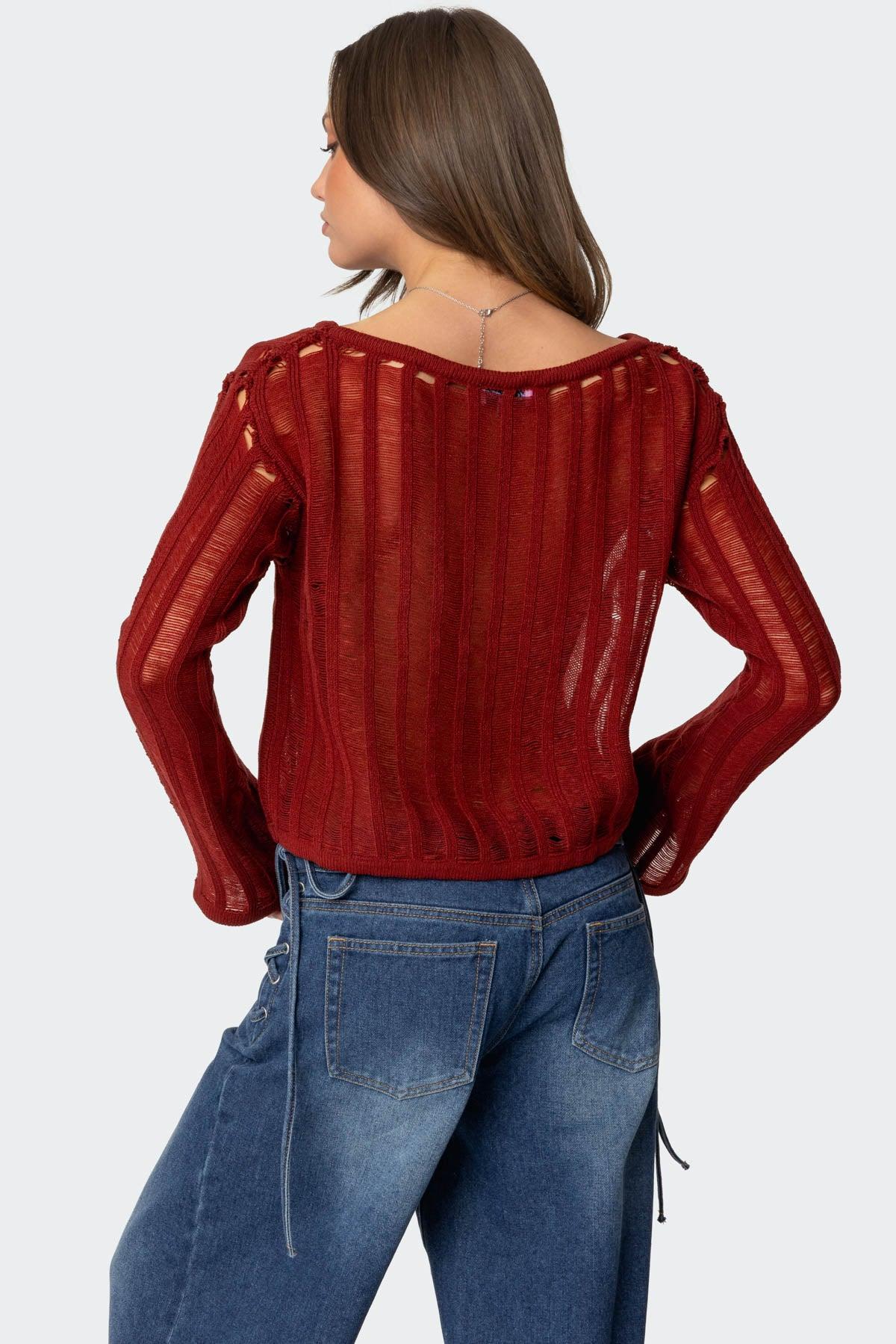 Sagir Sheer Ladder Knit Top Product Image