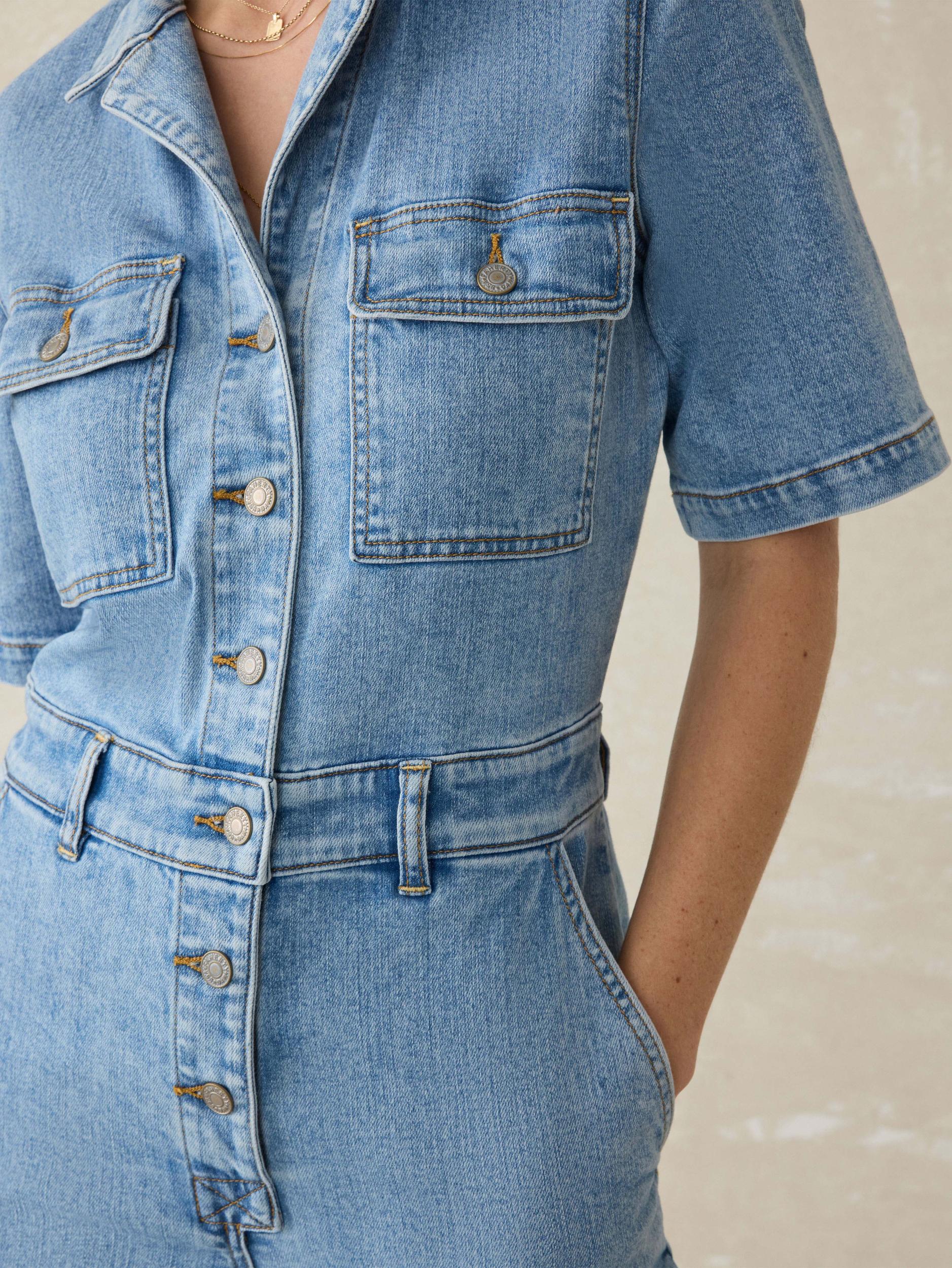 Short-Sleeve Denim Michelle Jumpsuit - Cloudlight Wash Female Product Image