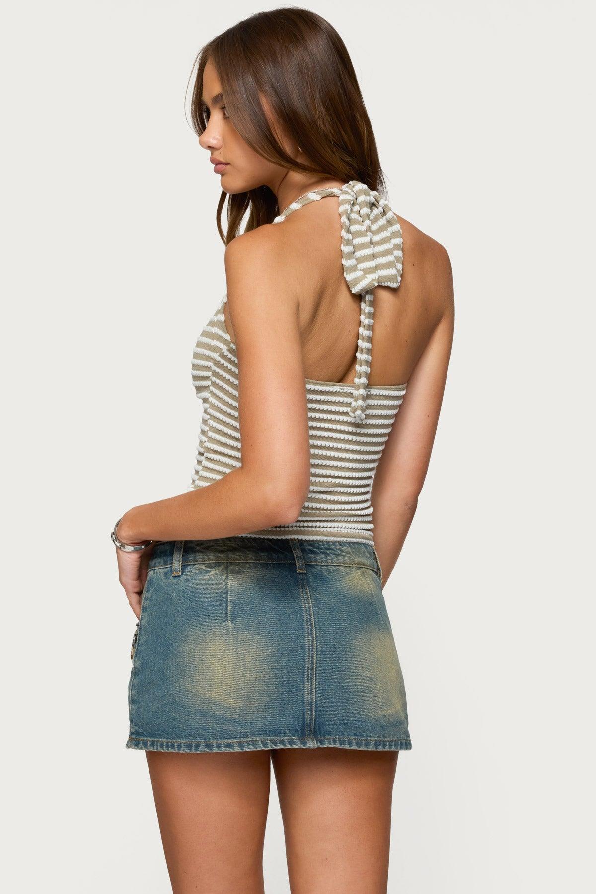Lovina Textured Striped Halter Top Product Image