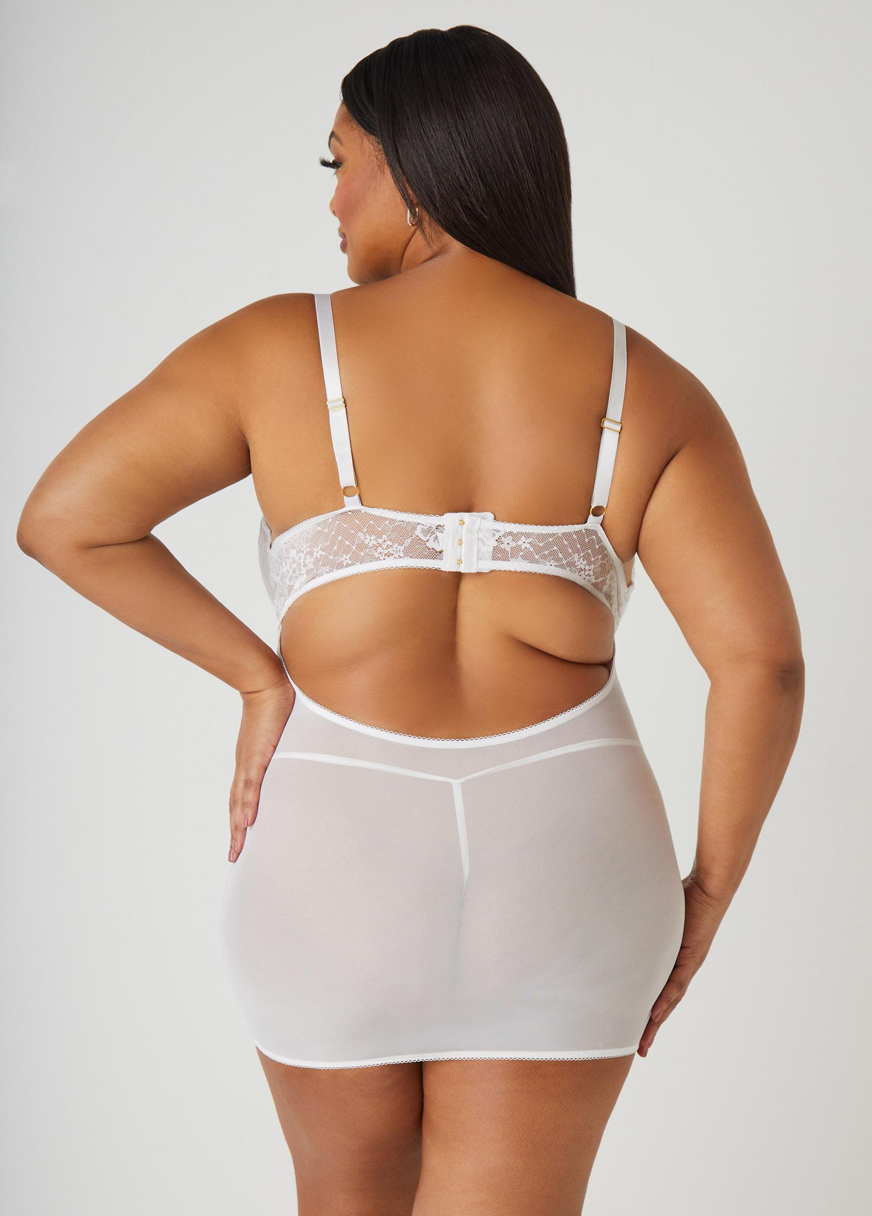 Eyelet Paneled Lace Chemise Set Product Image