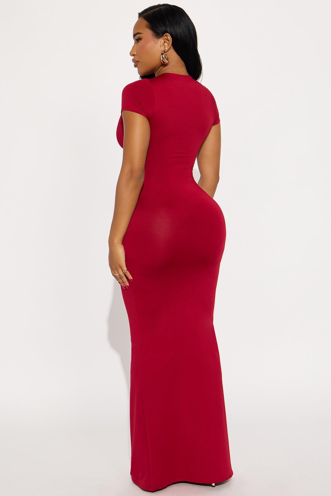Ashlyn Cut Out Maxi Dress - Burgundy Female Product Image