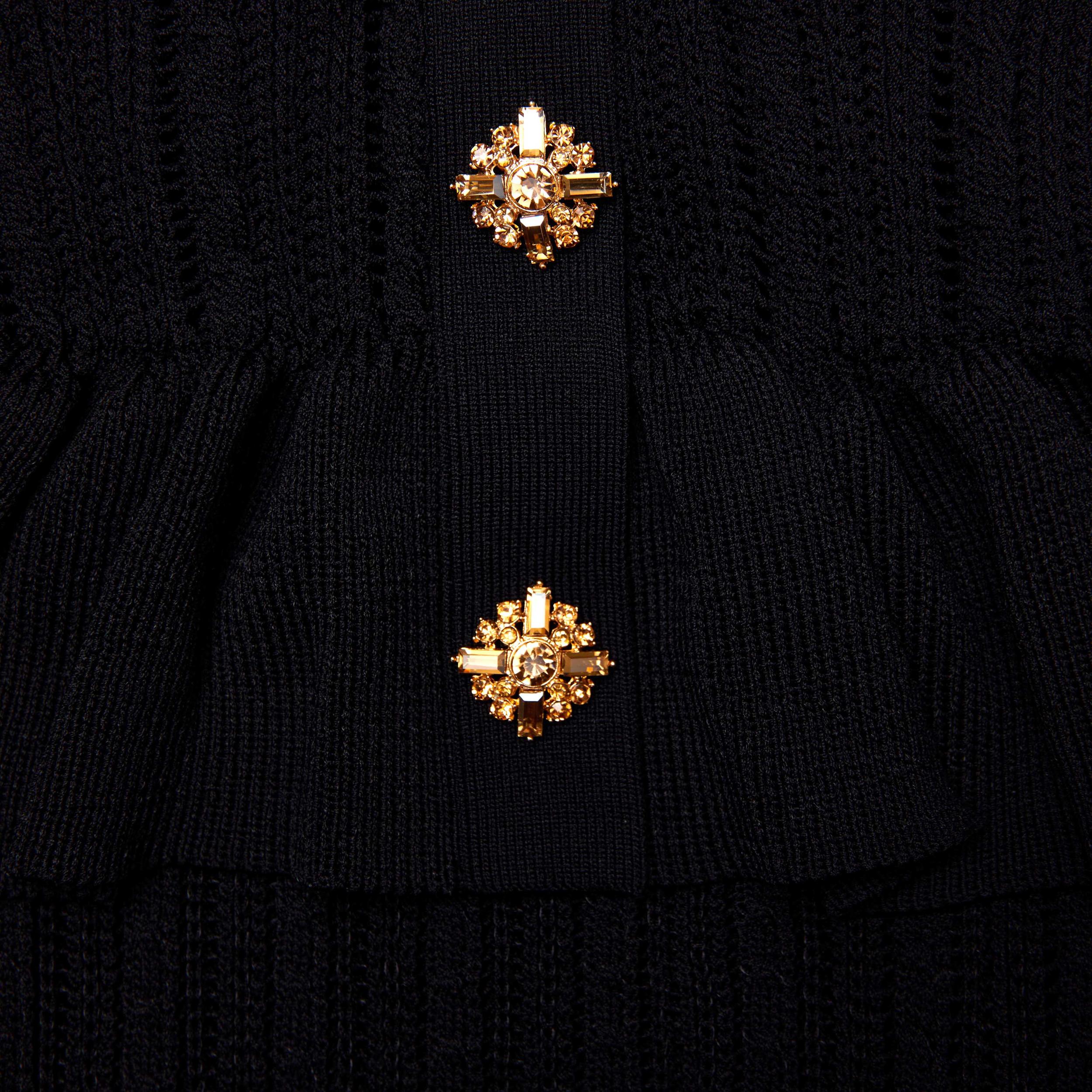 Black Knit Peplum Midi Dress Product Image