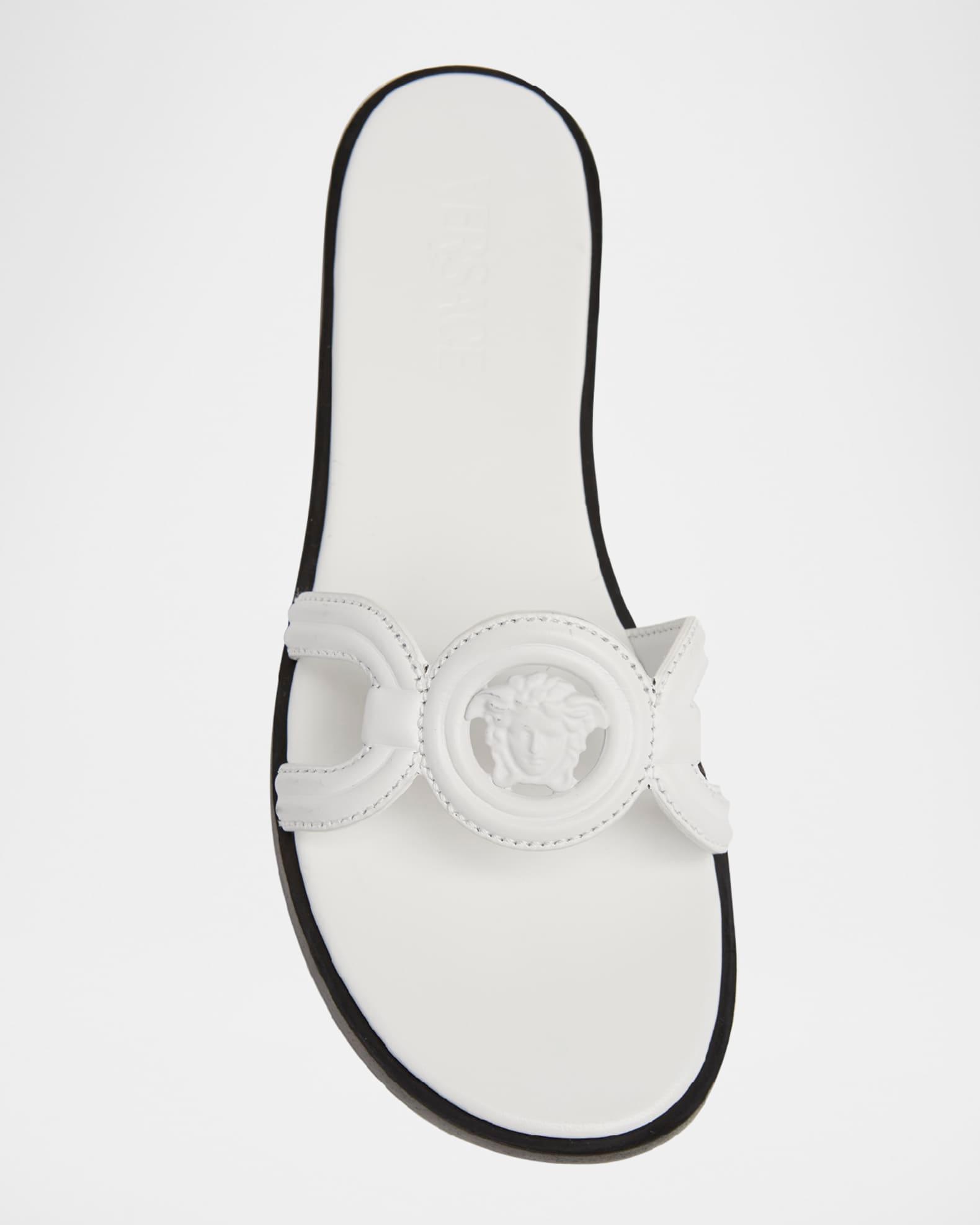 Medusa Leather Flat Slide Sandals Product Image