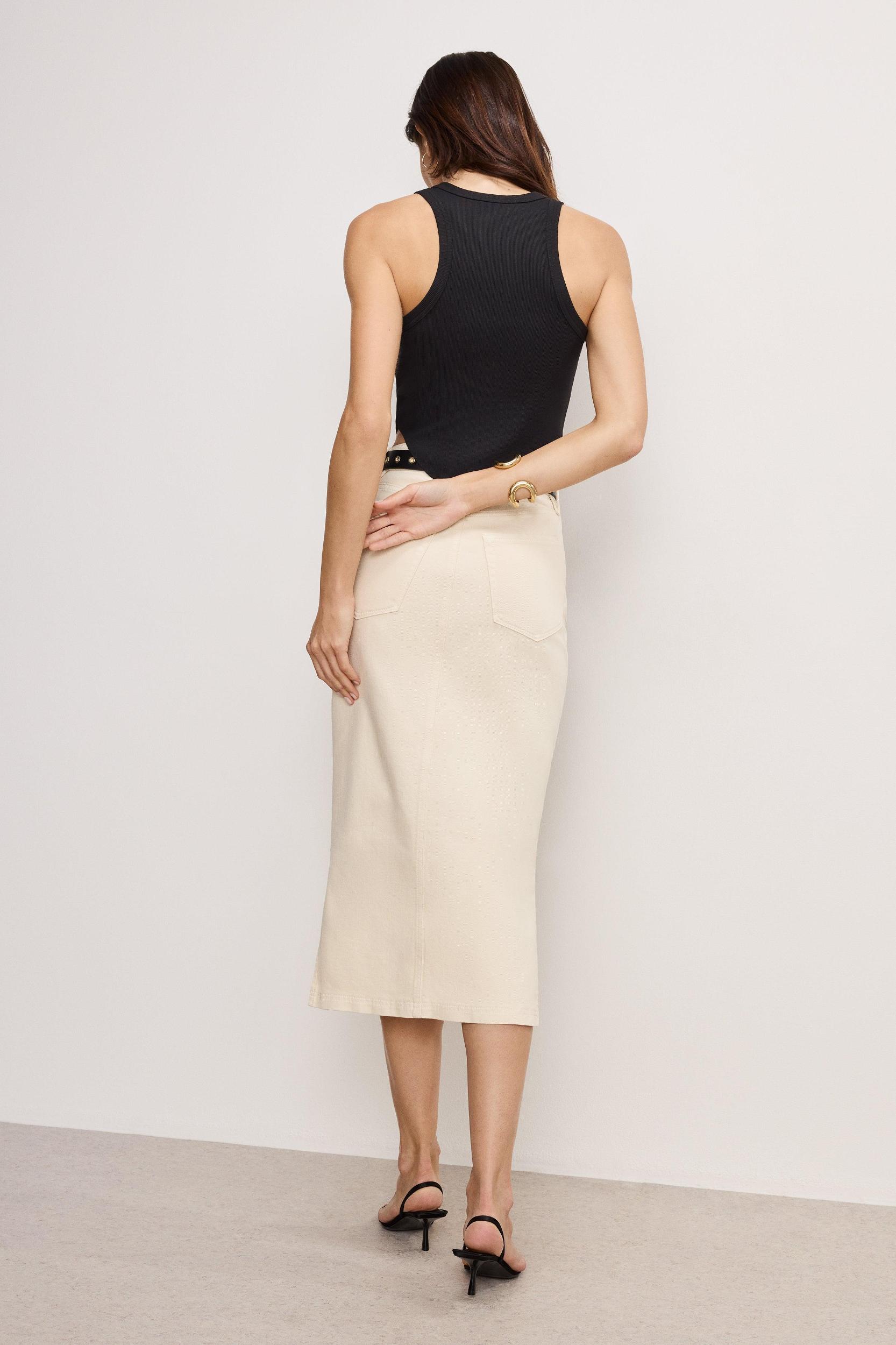 DENIM MIDI SKIRT | ECRU003 Product Image