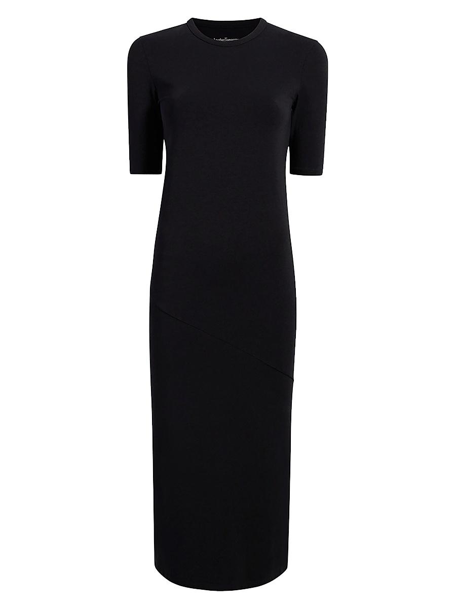 Fitted Midi Dress w/ Elbow Sleeves Product Image