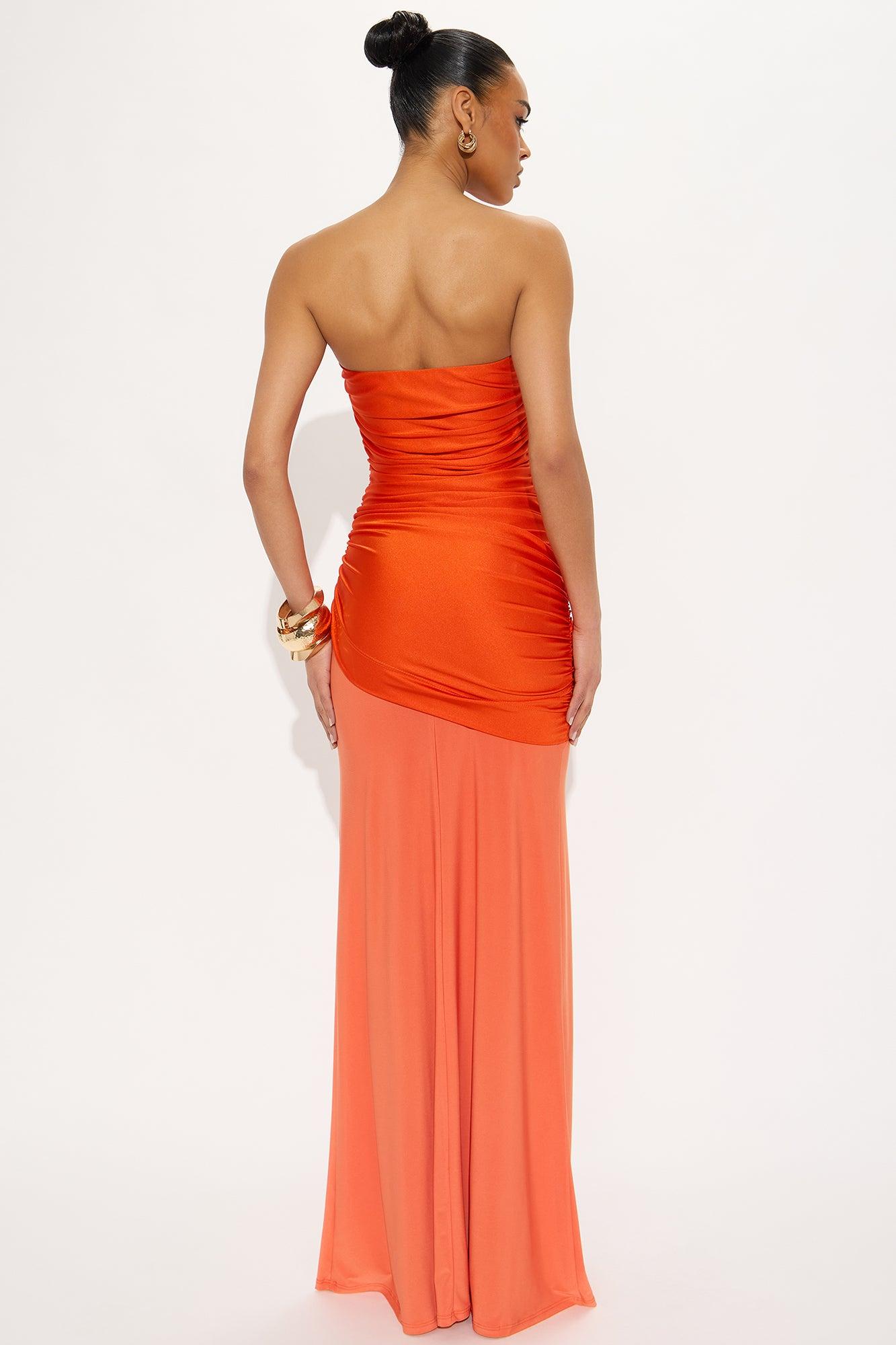Sunset Views Ruched Maxi Dress - Orange Product Image