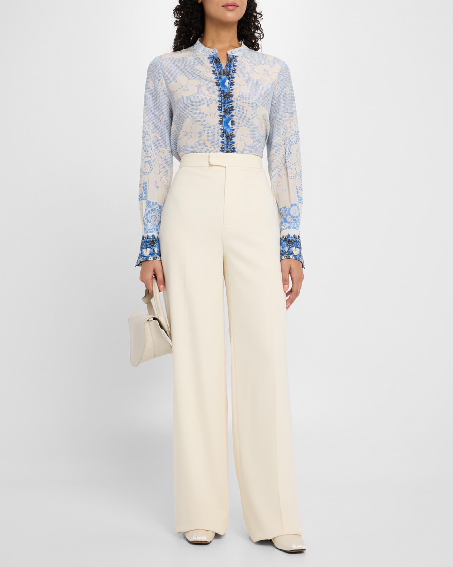 Eloise Lace-Print Silk Blouse Product Image