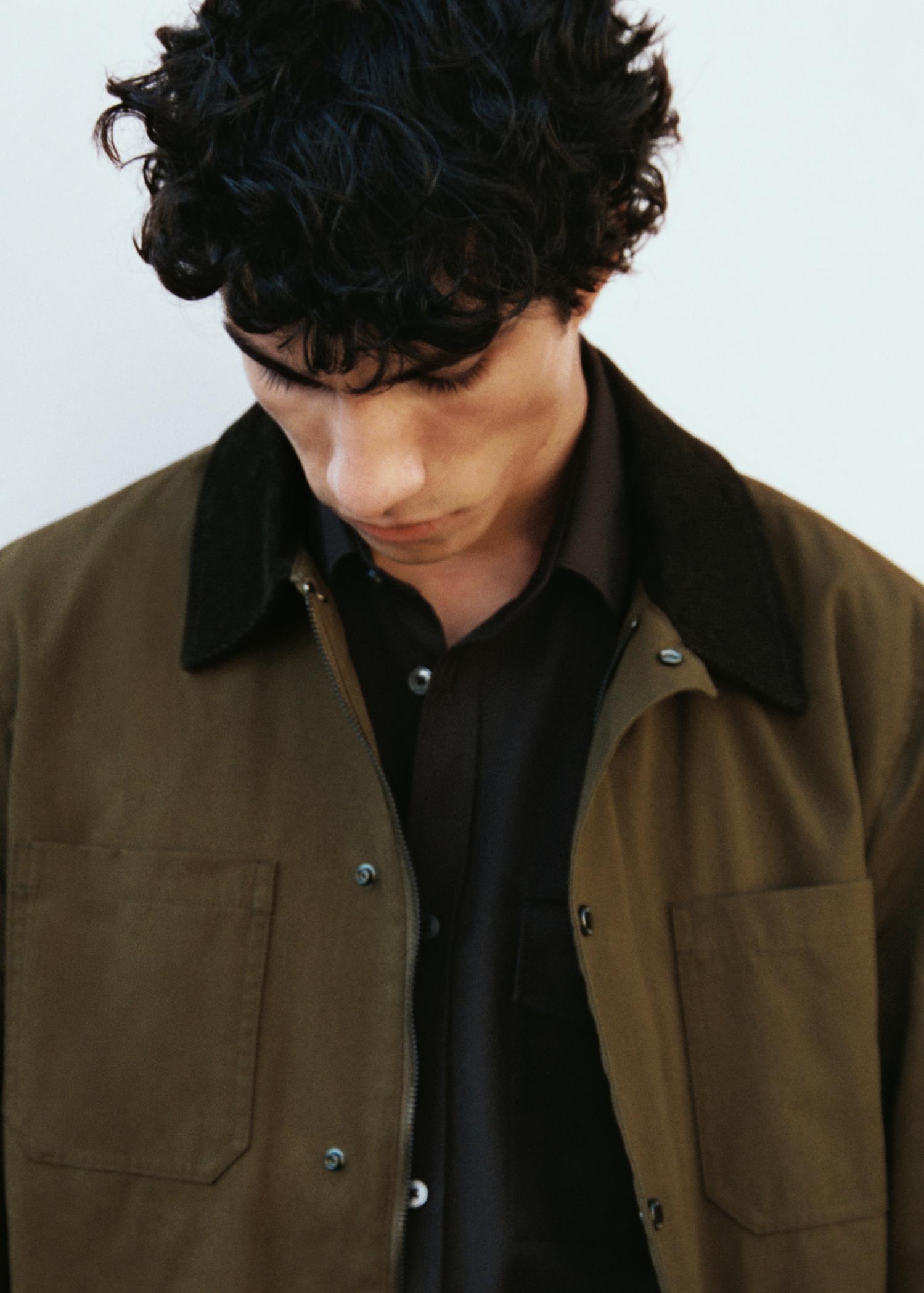 Water-repellent cotton jacket - Men | MANGO USA Product Image