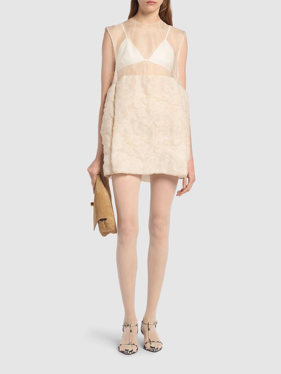 KHAITE Blair Linen And Silk-blend Minidress In White Product Image