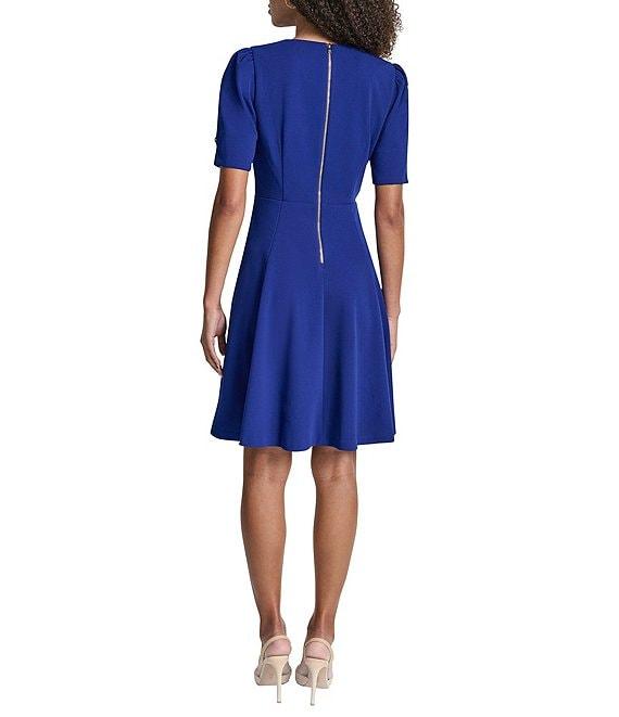DKNY by Donna Karan Scuba Crepe Surplice Neck Short Sleeve Dress Product Image