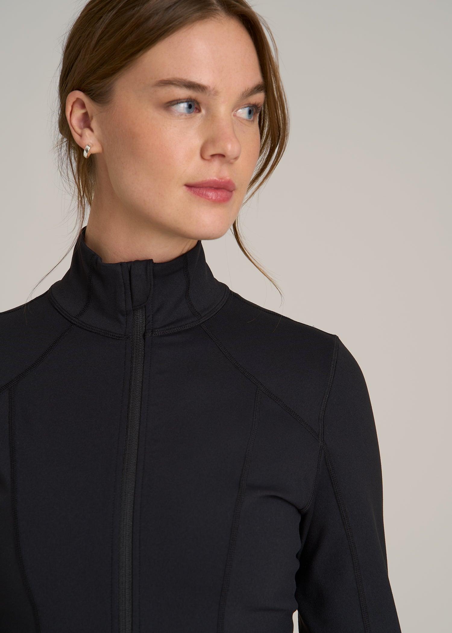 Women's Athletic Zip-Up Jacket for Tall Women in Black Female Product Image