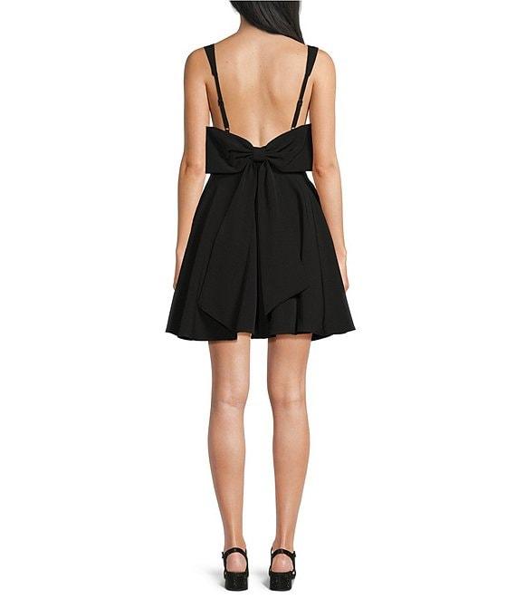 Dear Moon Scuba Square Neck Corseted Fit And Flare Bow Back Dress Product Image