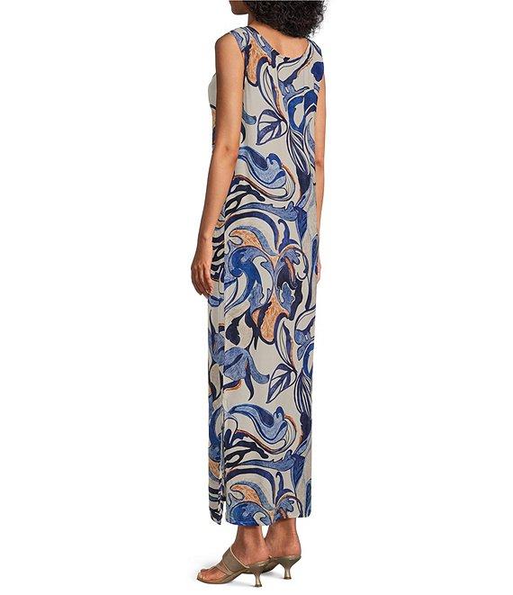 Bryn Walker Sherry Printed Round Neck Sleeveless Shift Maxi Dress Product Image