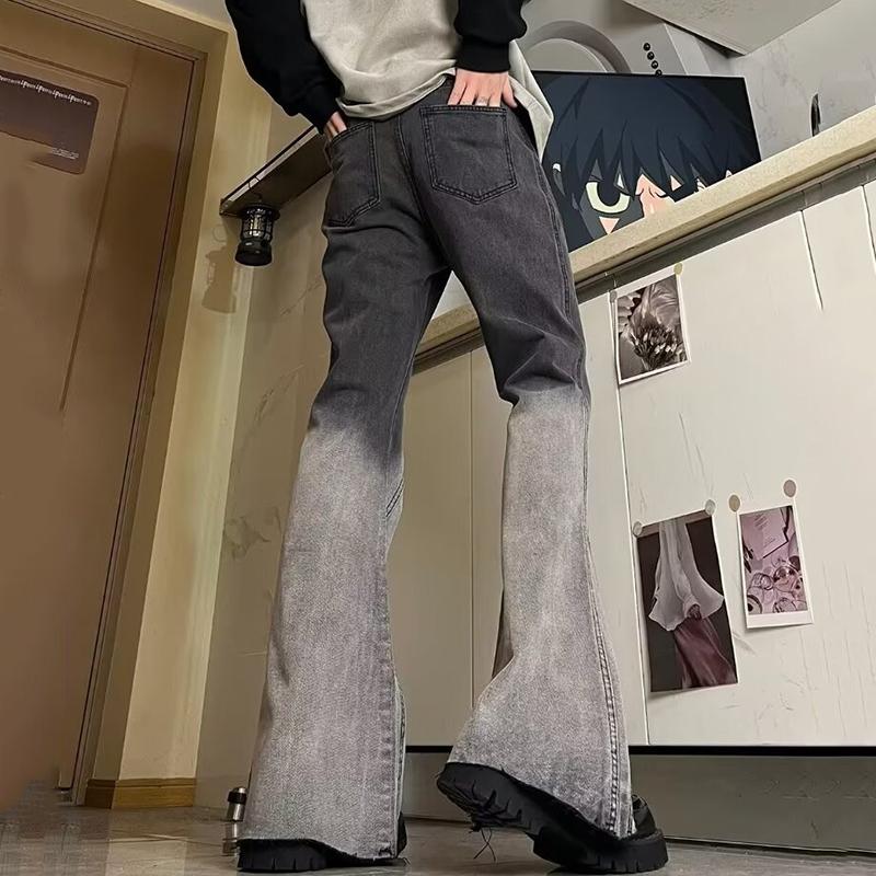 Sopula Trendy Retro Gradient Washed Distressed Flared Jeans Product Image