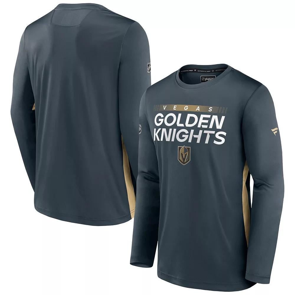 Men's Fanatics Branded Gray Vegas Golden Knights Authentic Pro Rink Performance Long Sleeve T-Shirt, Size: Small, Lvk Grey Product Image