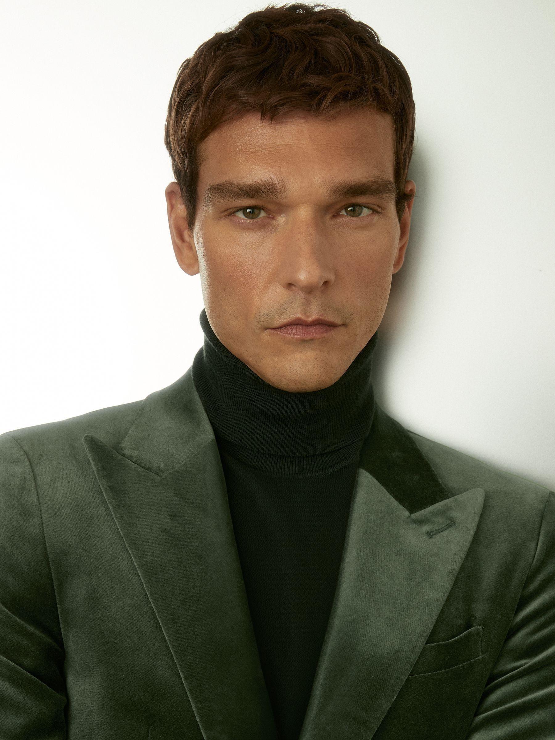 Velvet Single Breasted Blazer in Sage Green Product Image