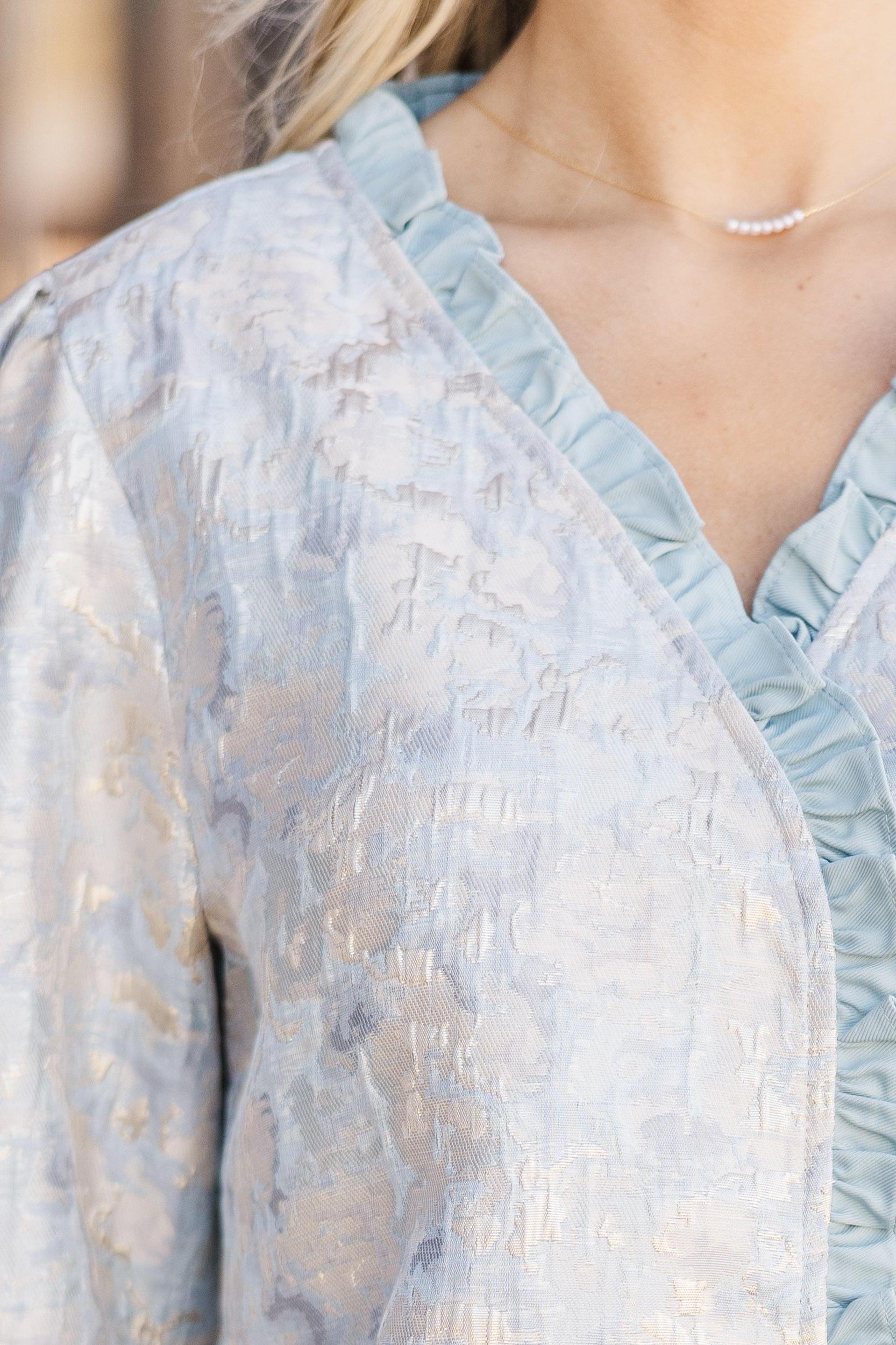 Where You're Going Slate Blue Floral Blouse Female Product Image