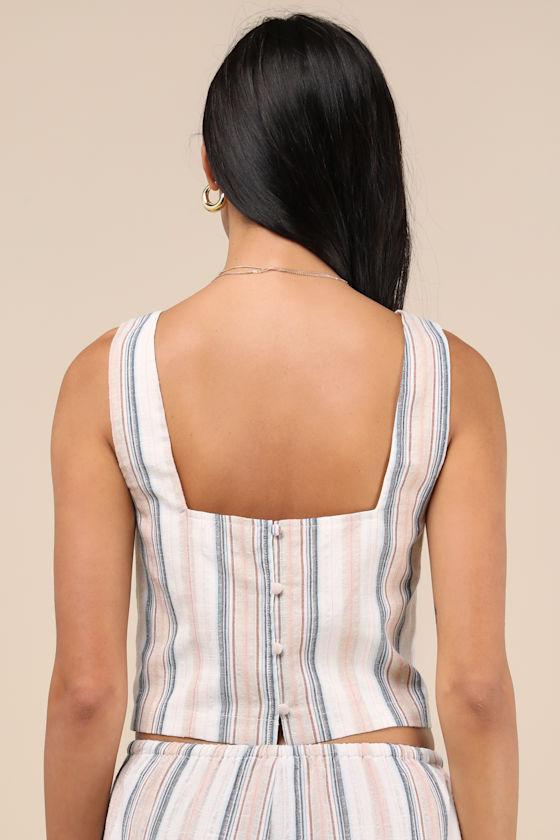 Raylon White Multi Striped Tank Top Product Image