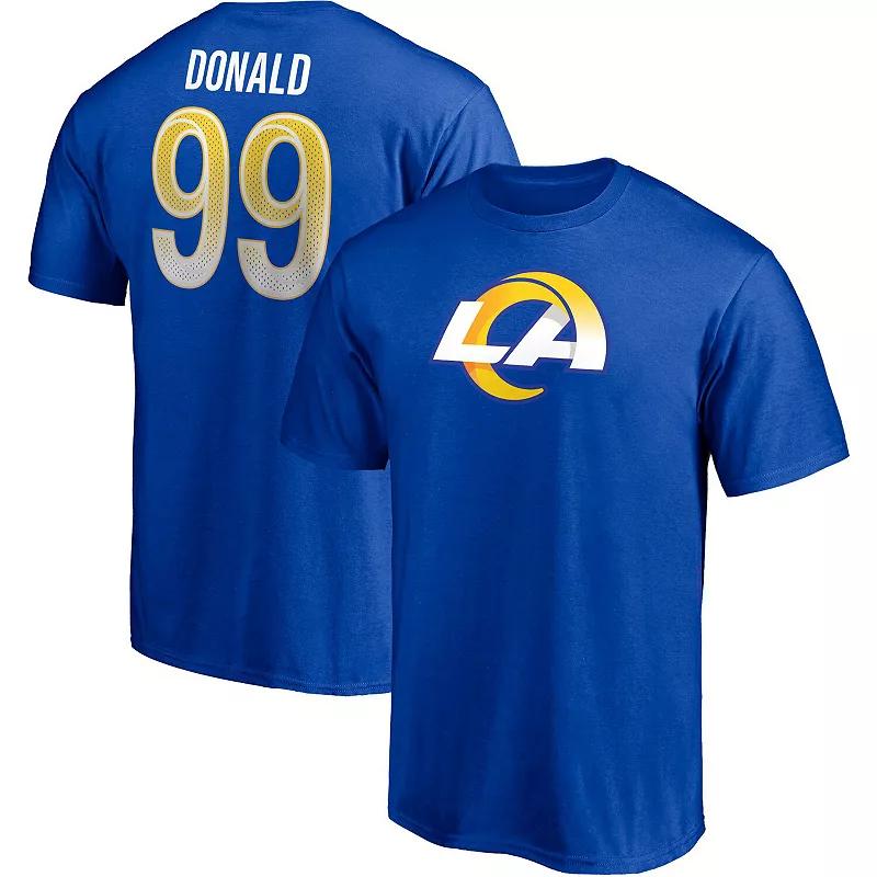 Men's Fanatics Branded Aaron Donald Royal Los Angeles Rams Player Icon Name & Number T-Shirt, Size: Large, Blue Product Image