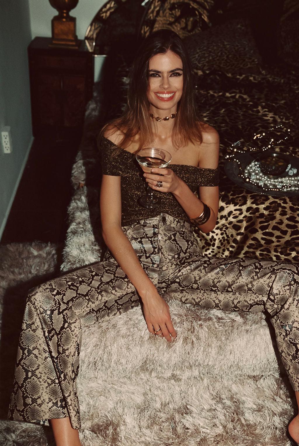 Hypnotized Gold Lurex Maxi Skirt Product Image