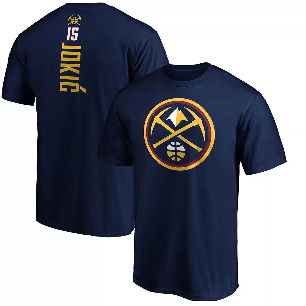 Men's Fanatics Branded Nikola Jokic Navy Denver Nuggets Team Playmaker Name & Number T-Shirt, Size: 5XL, Nug Blue Product Image