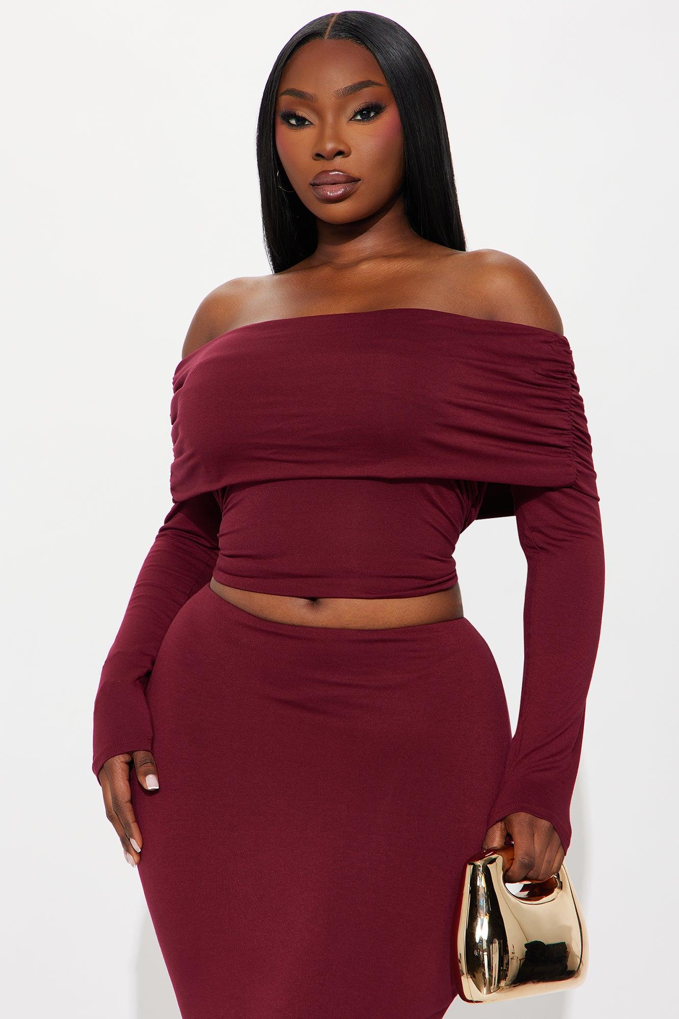 Hailey Double Lined Maxi Skirt Set - Wine Female Product Image