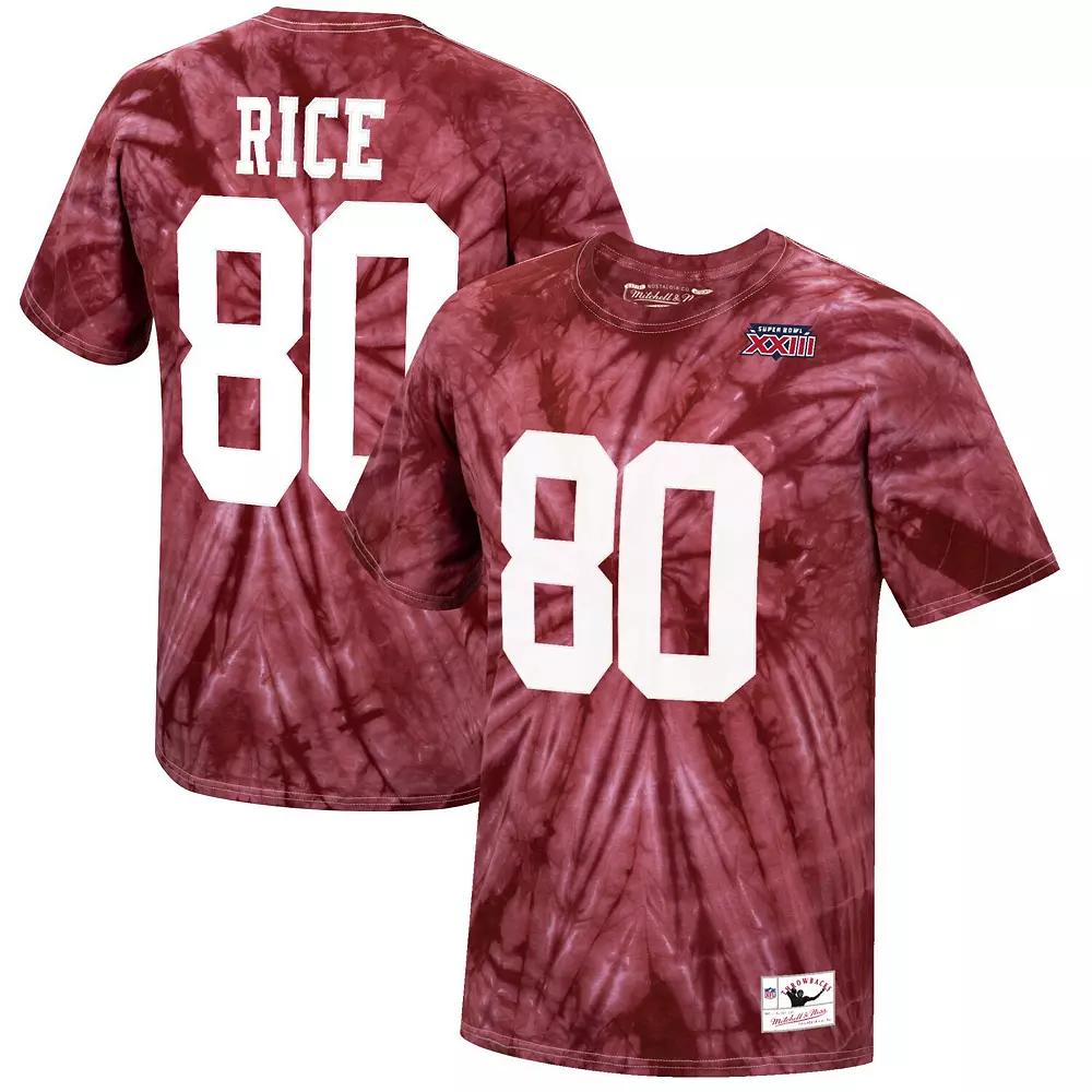Men's Mitchell & Ness Jerry Rice Scarlet San Francisco 49ers Tie-Dye Super Bowl XXIII Retired Player Name & Number T-Shirt, Size: Small Product Image