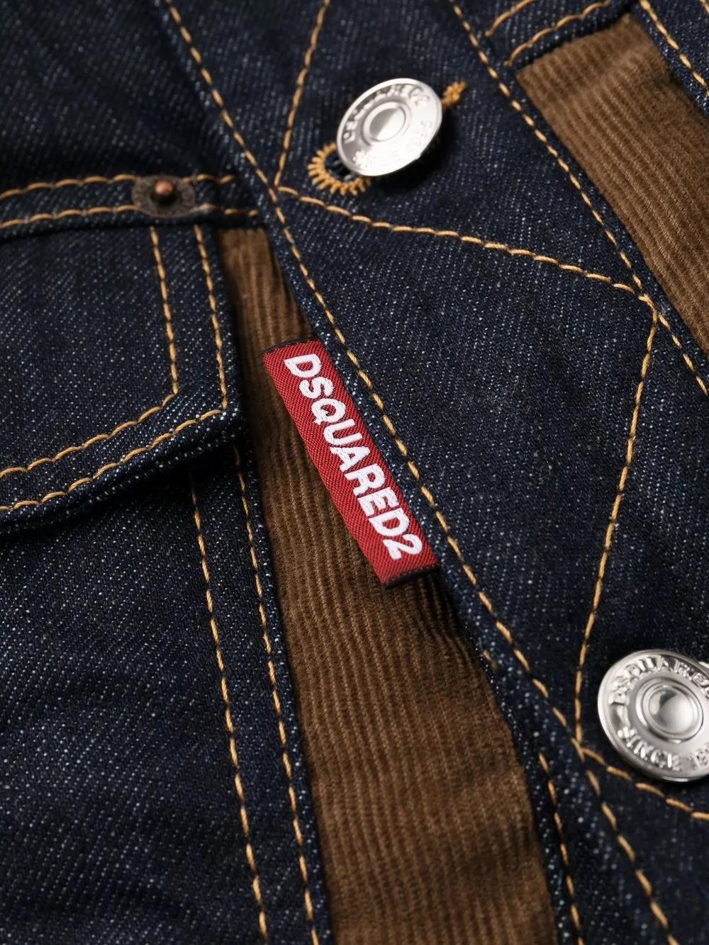 panelled denim corduroy jacket Product Image