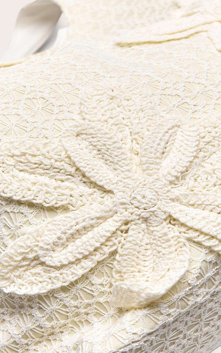 Cream Raffia Floral Placement Beach Tote Bag Product Image