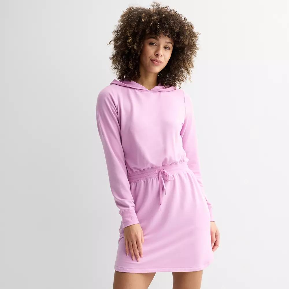 Women's Tek Gear® French Terry Hooded Dress, Size: XL, Purple Macaroon Product Image