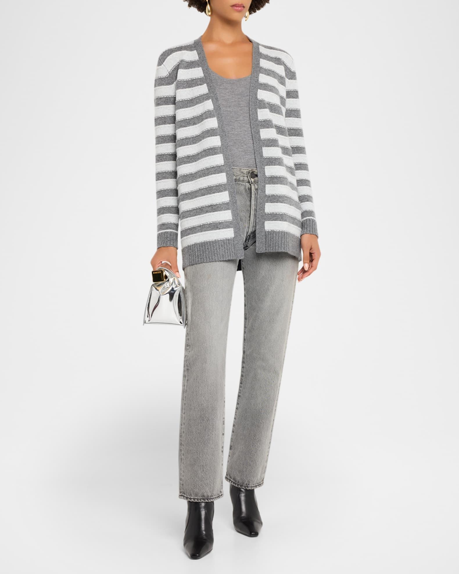 Cashmere Striped Open-Front Cardigan Product Image