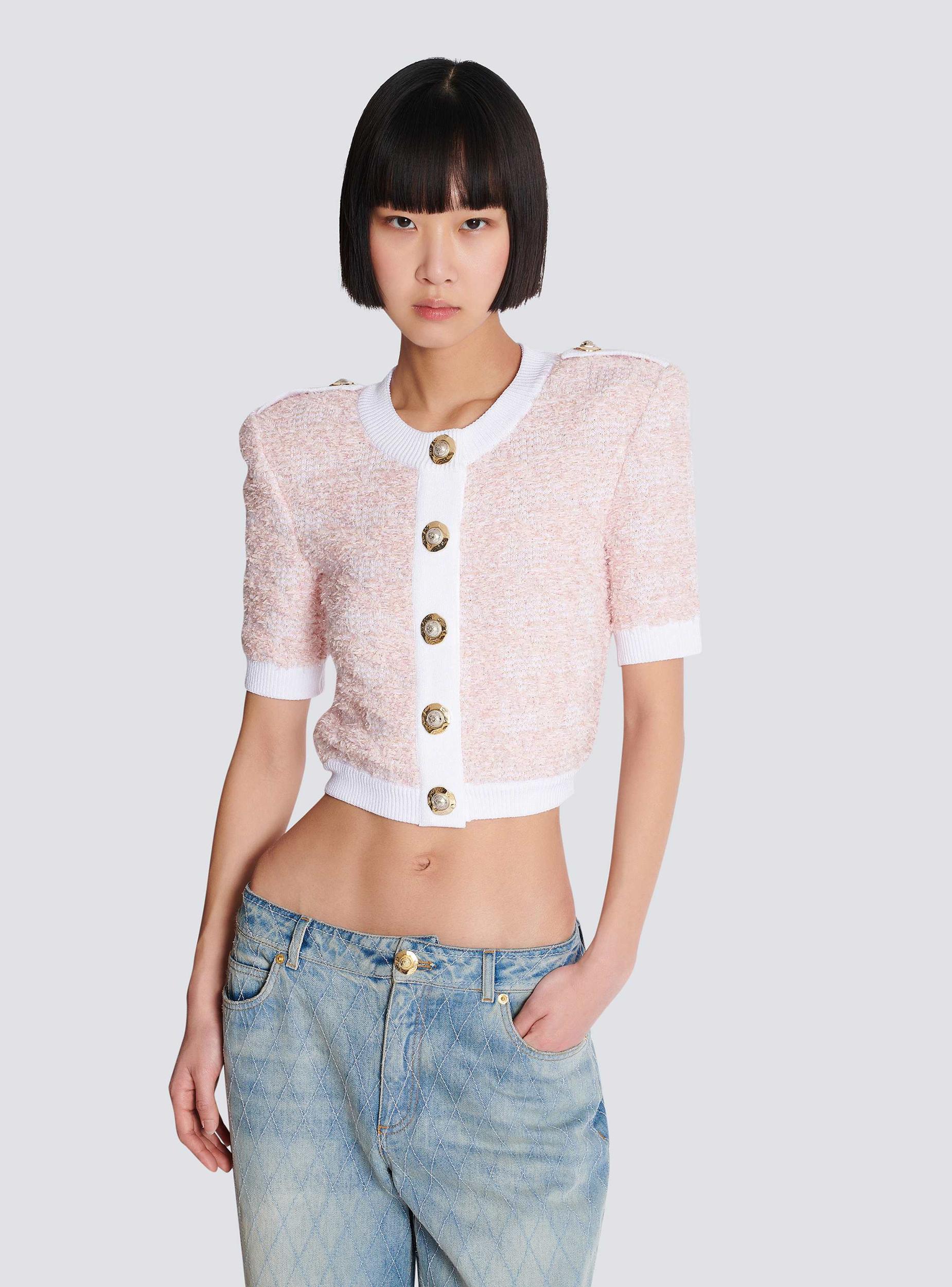 Short-sleeved knit cardigan Product Image