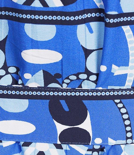 Jude Connally Sutton Seaside Catch Print Point Collar 3/4 Sleeve Tie Waist Midi Dress Product Image