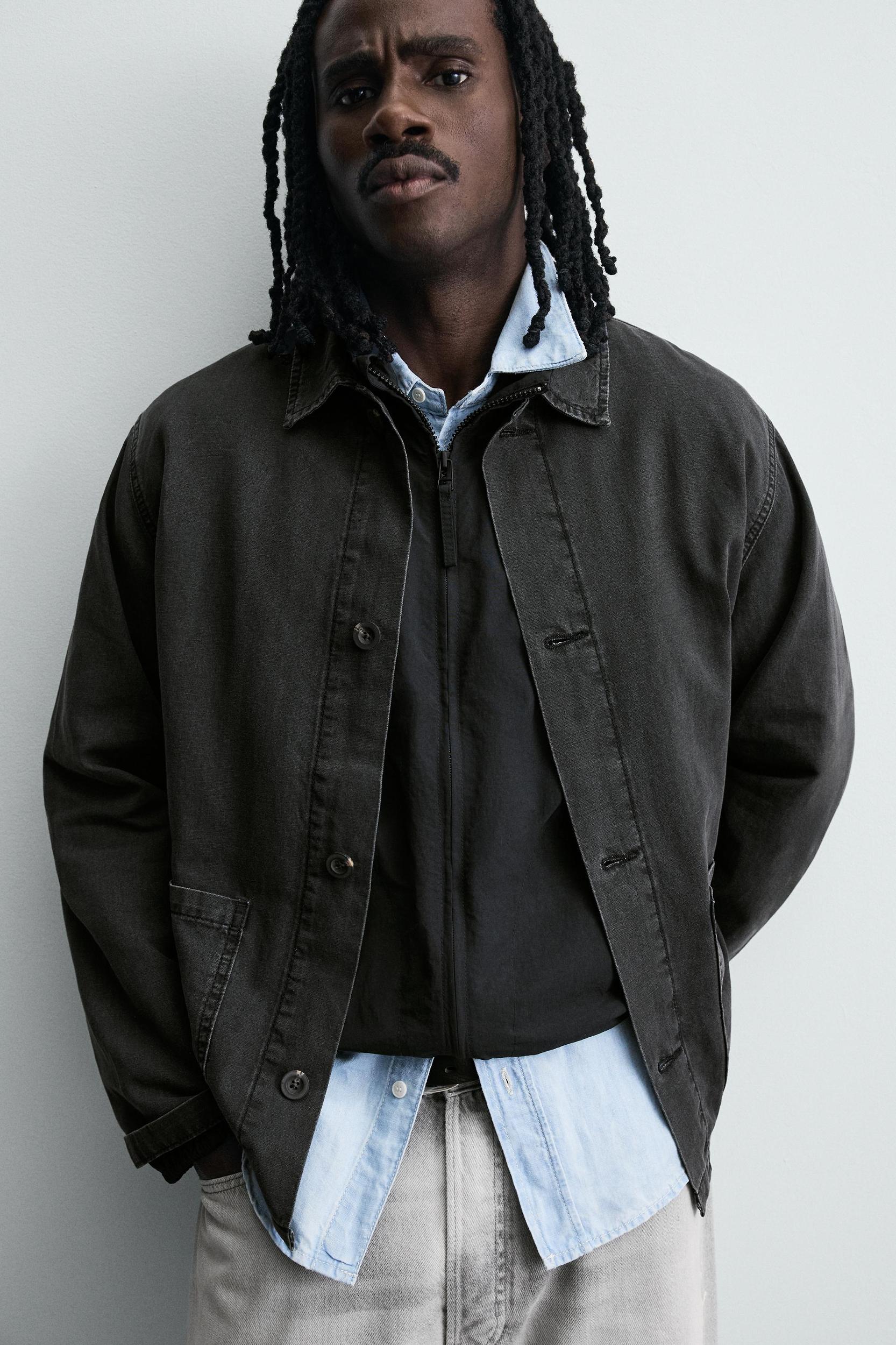 WASHED COTTON - LINEN OVERSHIRT Product Image