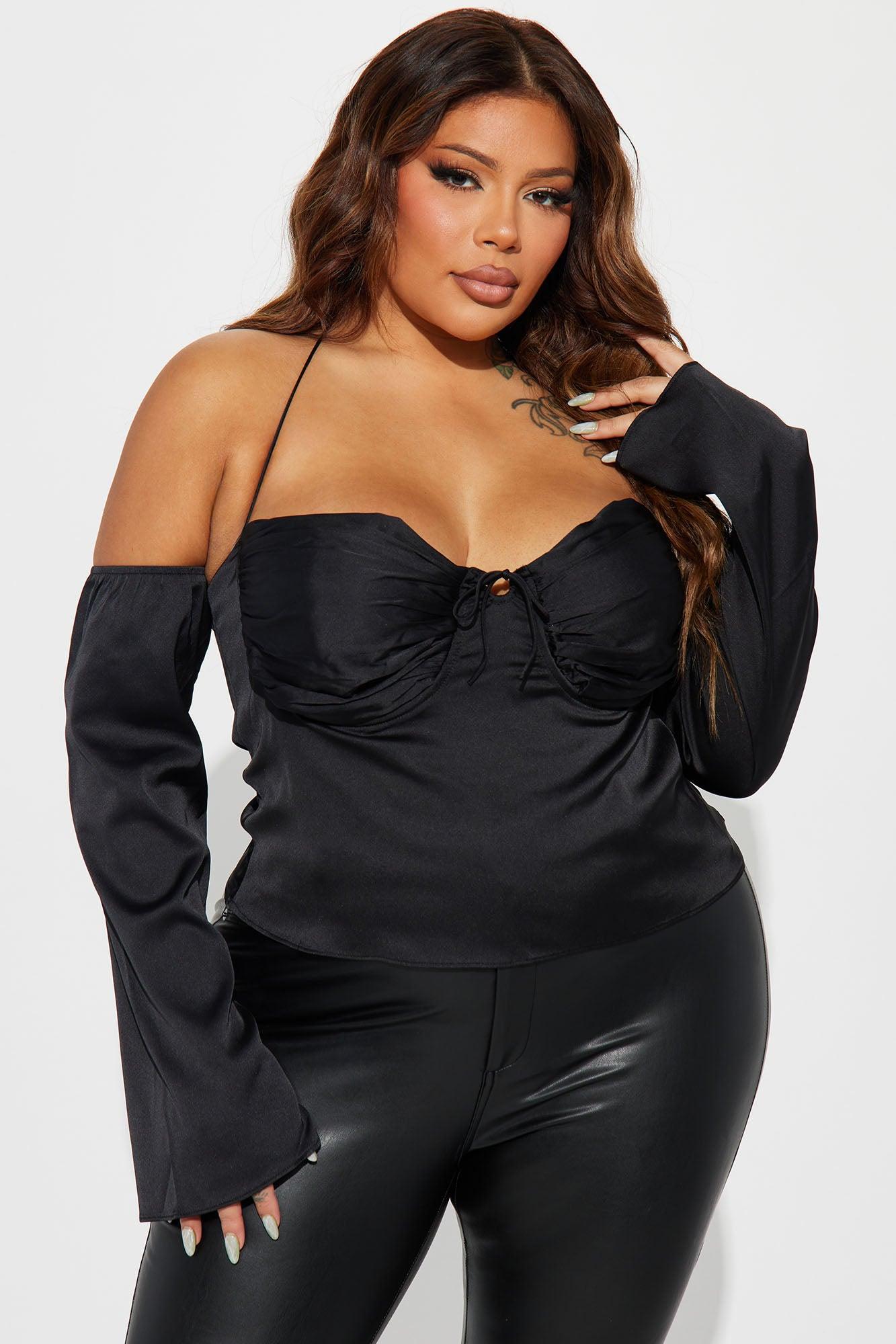 She's All That Satin Blouse Top - Black Product Image