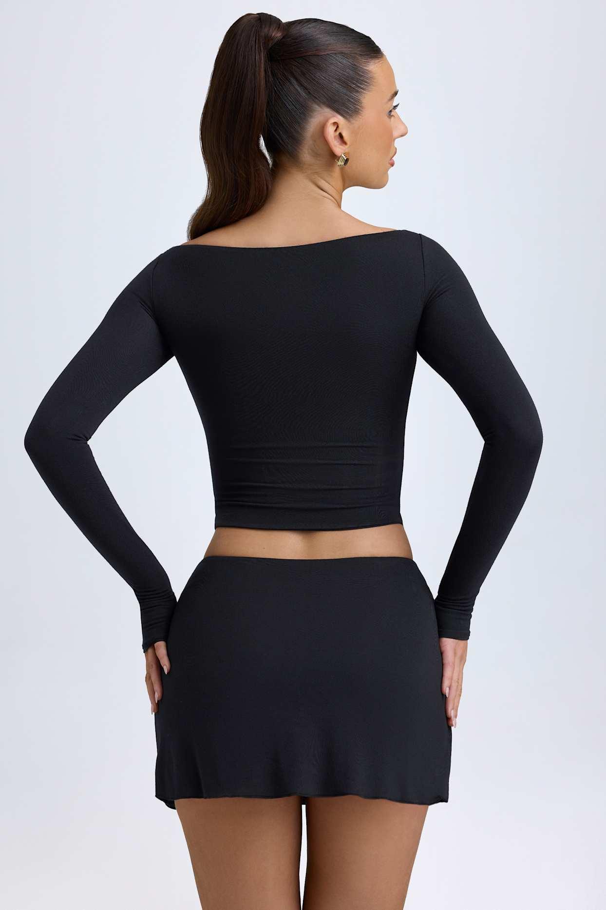 Modal Cut-Out Button-Detail Top in Black Product Image