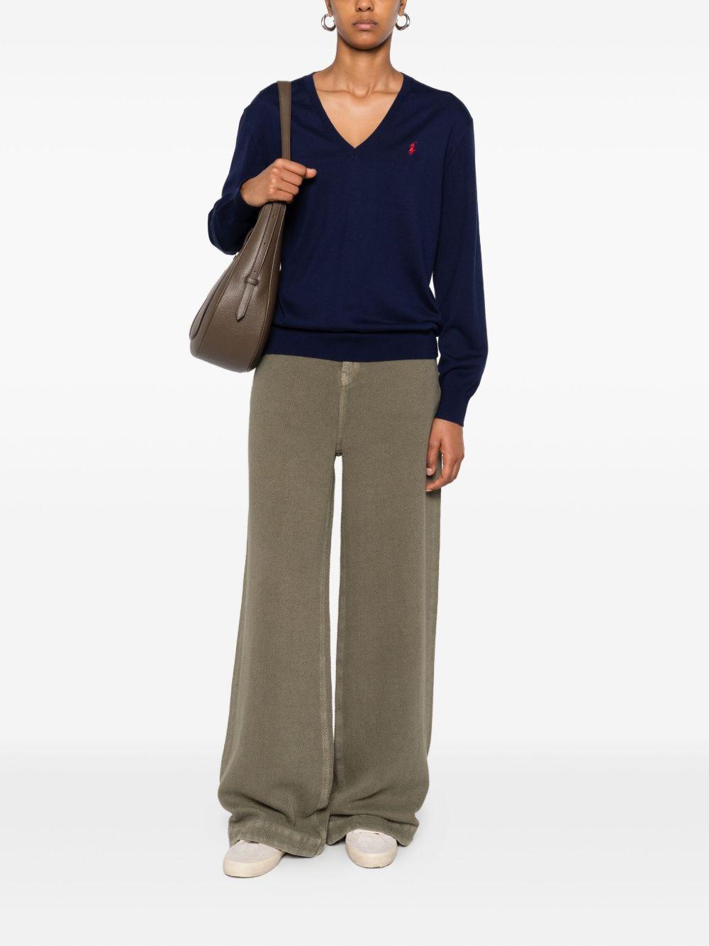 v-neck embroidered sweater Product Image