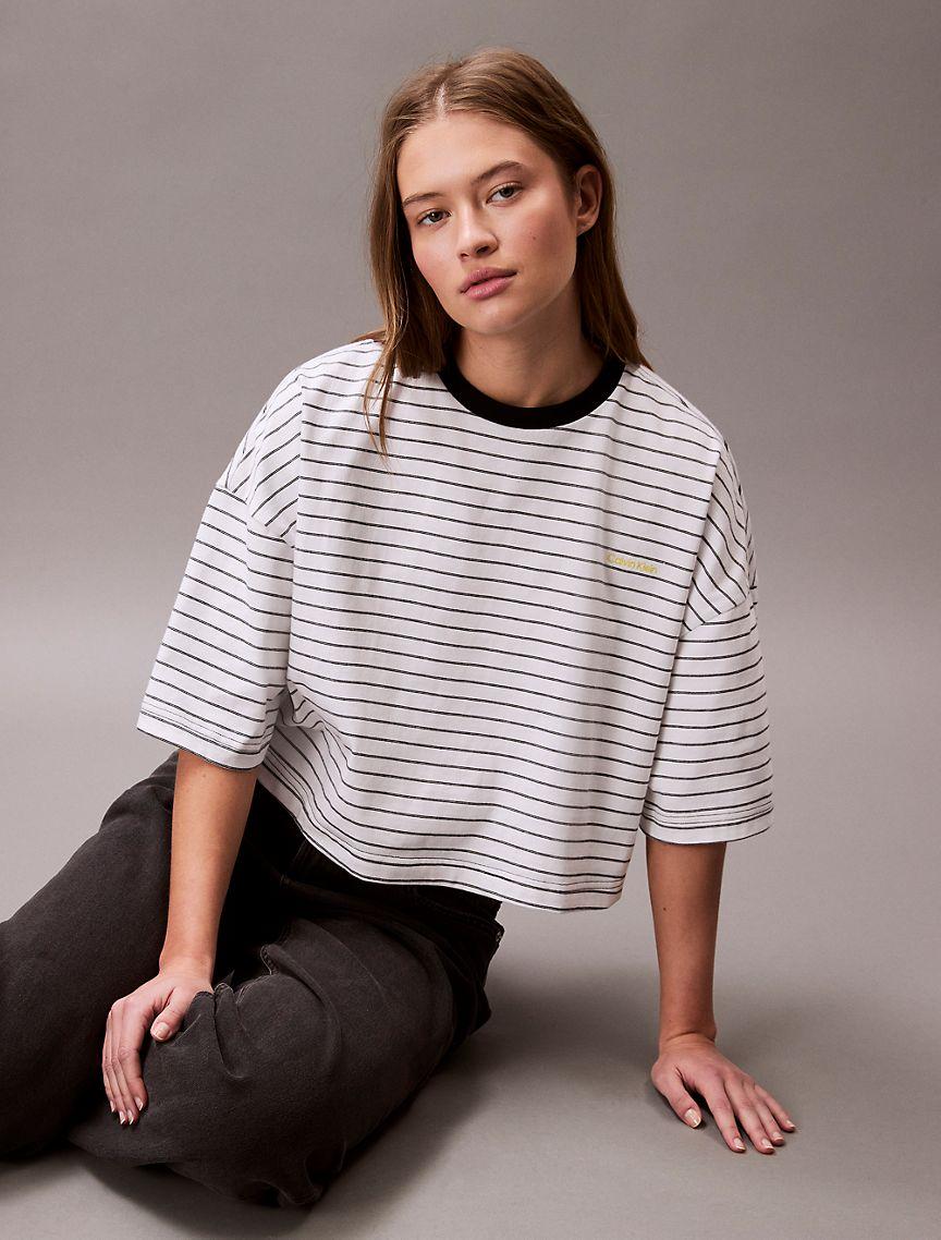 Stripe Cropped Boxy T-Shirt  Product Image